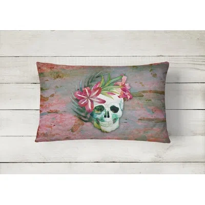 Caroline's Treasures Day Of The Dead Skull Flowers Lumbar Pillow