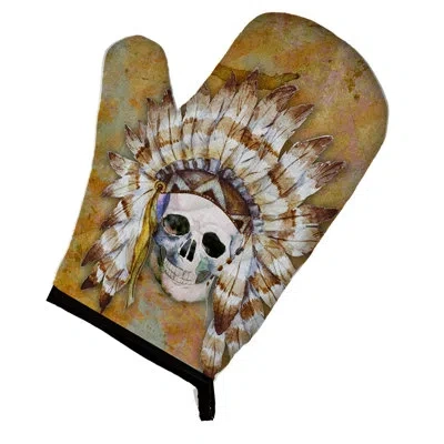 Caroline's Treasures Day Of The Dead  Skull Oven Mitt In White;beige