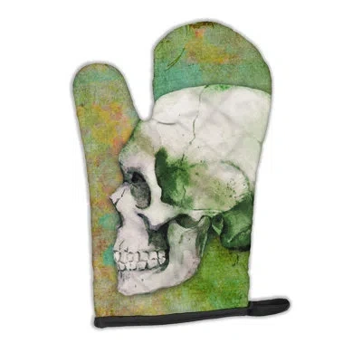 Caroline's Treasures Day Of The Dead Skull Oven Mitt In White;green