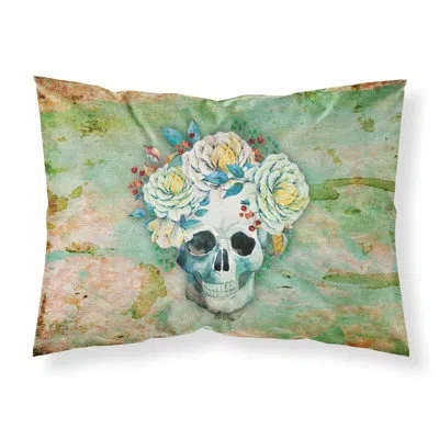 Caroline's Treasures Day Of The Dead Skull With Flowers Pillowcase In Multicolor;multicolor