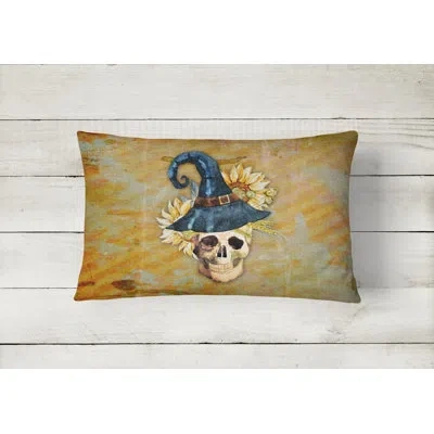 Caroline's Treasures Day Of The Dead Witch Skull Lumbar Pillow