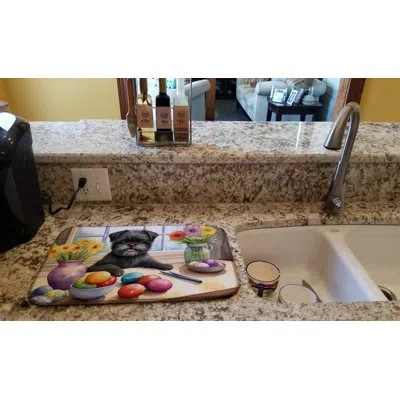 Caroline's Treasures Decorating Easter Affenpinscher Dish Drying Mat In Natural