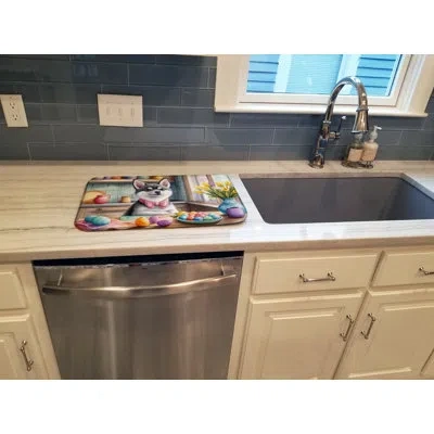 Caroline's Treasures Decorating Easter Alaskan Klee Kai Dish Drying Mat In Natural