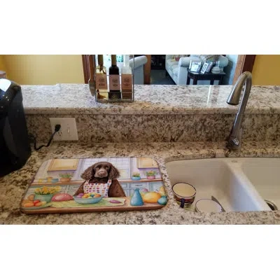 Caroline's Treasures Decorating Easter American Water Spaniel Dish Drying Mat In Natural