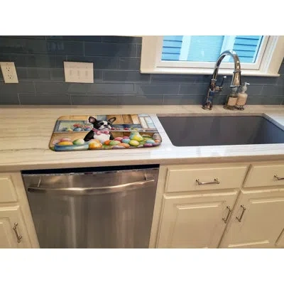 Caroline's Treasures Decorating Easter Boston Terrier Dish Drying Mat In Natural