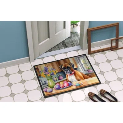 Caroline's Treasures Decorating Easter Boxer Doormat In Multicolor
