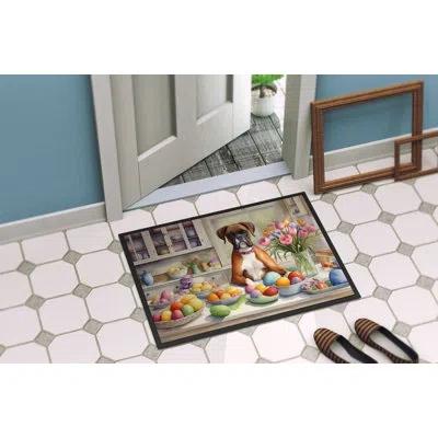 Caroline's Treasures Decorating Easter Boxer Doormat In Multicolor