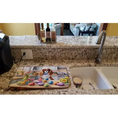 Caroline's Treasures Decorating Easter Cavalier Spaniel Dish Drying Mat In Natural