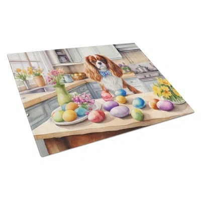 Caroline's Treasures Decorating Easter Cavalier Spaniel Glass Cutting Board