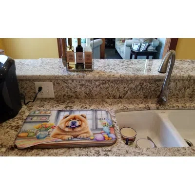Caroline's Treasures Decorating Easter Chow Chow Dish Drying Mat In Natural