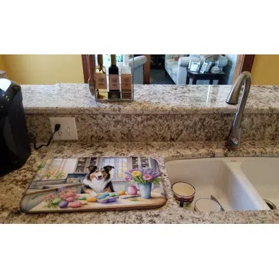 Caroline's Treasures Decorating Easter Collie Dish Drying Mat In Natural