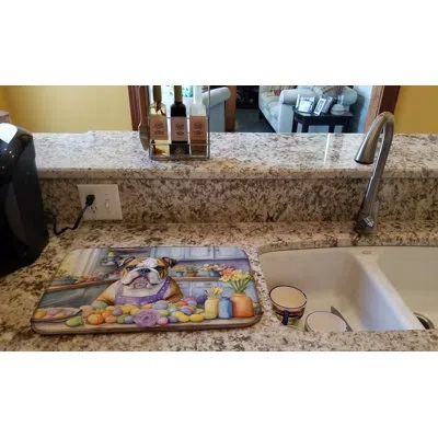 Caroline's Treasures Decorating Easter English Bulldog Dish Drying Mat In Natural