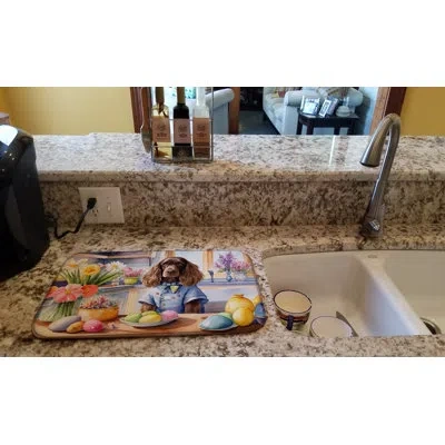 Caroline's Treasures Decorating Easter English Cocker Spaniel Dish Drying Mat In Natural