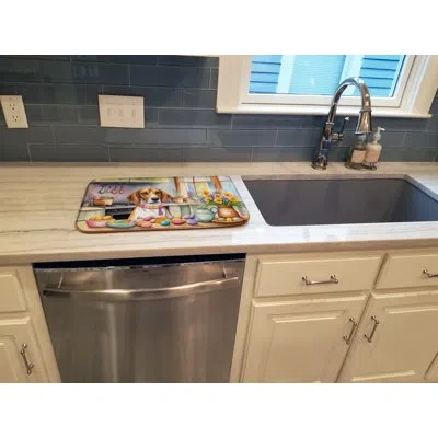 Caroline's Treasures Decorating Easter English Foxhound Dish Drying Mat In Natural
