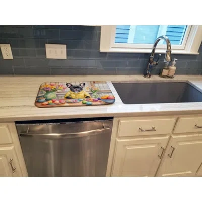 Caroline's Treasures Decorating Easter French Bulldog Dish Drying Mat In Natural