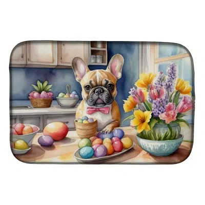 Caroline's Treasures Decorating Easter French Bulldog Dish Drying Mat In Natural
