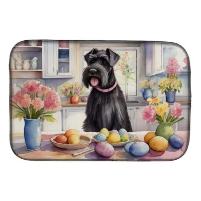 Caroline's Treasures Decorating Easter Giant Schnauzer Dish Drying Mat In Natural