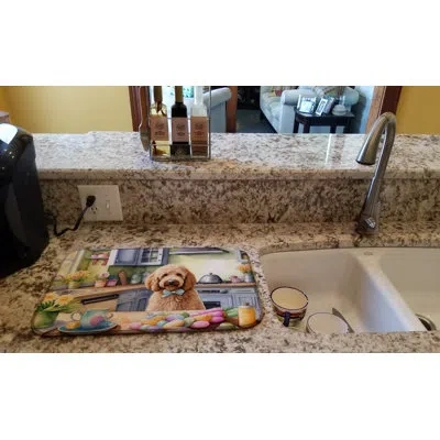 Caroline's Treasures Decorating Easter Goldendoodle Dish Drying Mat In Natural