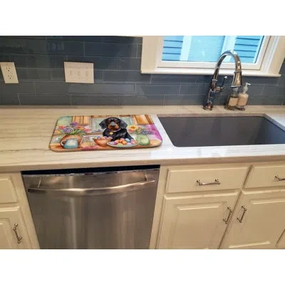 Caroline's Treasures Decorating Easter Gordon Setter Dish Drying Mat In Natural