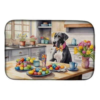 Caroline's Treasures Decorating Easter Great Dane Dish Drying Mat In Natural