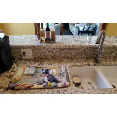 Caroline's Treasures Decorating Easter Great Dane Dish Drying Mat In Natural