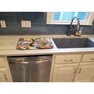 Caroline's Treasures Decorating Easter Greyhound Dish Drying Mat In Natural