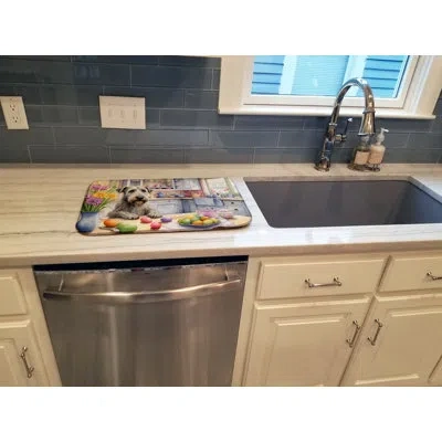 Caroline's Treasures Decorating Easter Irish Wolfhound Dish Drying Mat In Natural