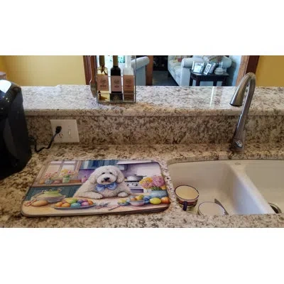 Caroline's Treasures Decorating Easter Komondor Dish Drying Mat In Natural