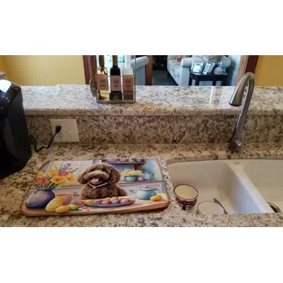 Caroline's Treasures Decorating Easter Labradoodle Dish Drying Mat In Natural