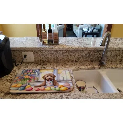 Caroline's Treasures Decorating Easter Labradoodle Dish Drying Mat In Natural
