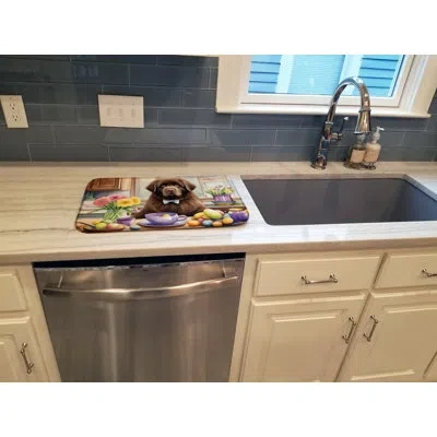 Caroline's Treasures Decorating Easter Newfoundland Dish Drying Mat In Natural