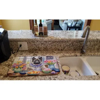 Caroline's Treasures Decorating Easter Norwegian Elkhound Dish Drying Mat In Natural