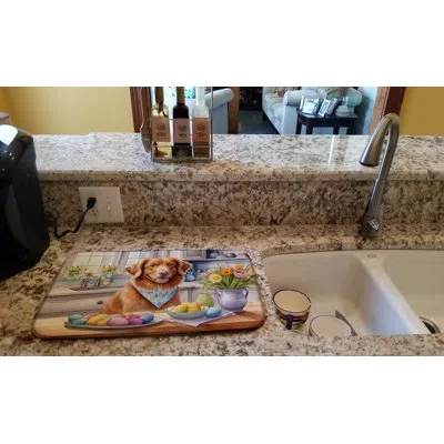 Caroline's Treasures Decorating Easter Nova Scotia Duck Tolling Retriever Dish Drying Mat In Natural