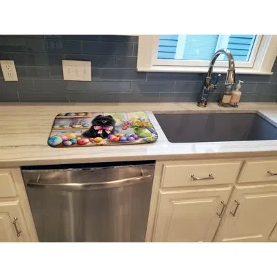 Caroline's Treasures Decorating Easter Pomeranian Dish Drying Mat In Natural