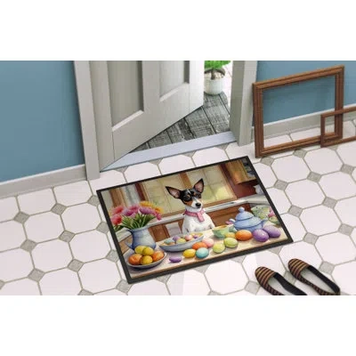 Caroline's Treasures Decorating Easter Rat Terrier Doormat In Multicolor