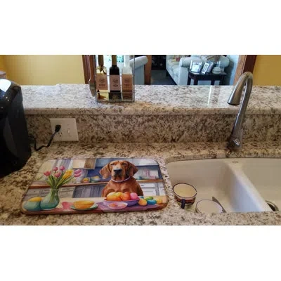 Caroline's Treasures Decorating Easter Redbone Coonhound Dish Drying Mat In Natural