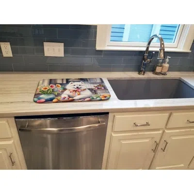Caroline's Treasures Decorating Easter Samoyed Dish Drying Mat In Natural