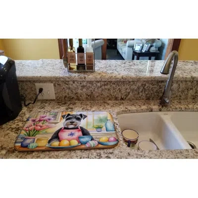 Caroline's Treasures Decorating Easter Schnauzer Dish Drying Mat In Natural
