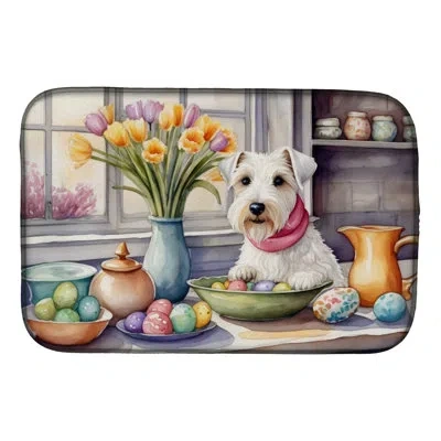 Caroline's Treasures Decorating Easter Sealyham Terrier Dish Drying Mat In Natural