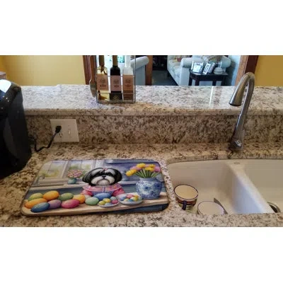 Caroline's Treasures Decorating Easter Shih Tzu Dish Drying Mat In Natural