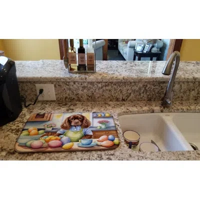 Caroline's Treasures Decorating Easter Sussex Spaniel Dish Drying Mat In Natural