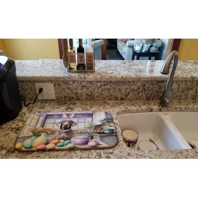 Caroline's Treasures Decorating Easter Weimaraner Dish Drying Mat In Natural