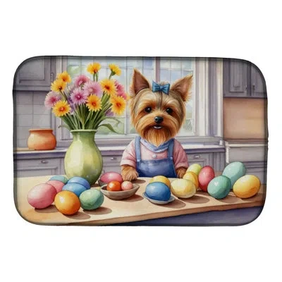 Caroline's Treasures Decorating Easter Yorkshire Terrier Dish Drying Mat In Natural