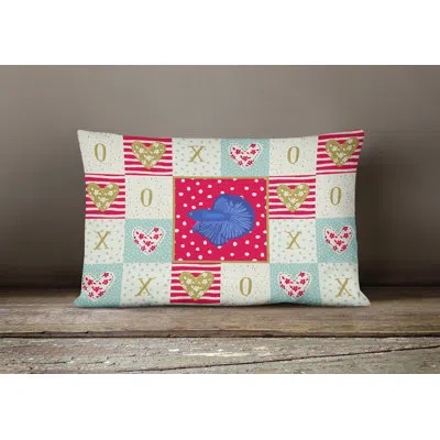 Caroline's Treasures Delta Tail Betta Fish Love Indoor / Outdoor Patchwork Lumbar Pillow