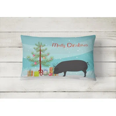 Caroline's Treasures Devon Large Black Pig Christmas Fabric Indoor/outdoor Throw Pillow