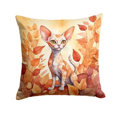 Caroline's Treasures Devon Rex Cat In Fall Leaves Throw Pillow In Multicolor