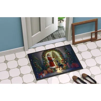 Caroline's Treasures Doberman Pinscher And Santa Claus Doormat In Multicolor