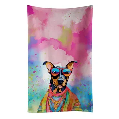 Caroline's Treasures Doberman Pinscher Hippie Dawg Kitchen Towel In Multicolor