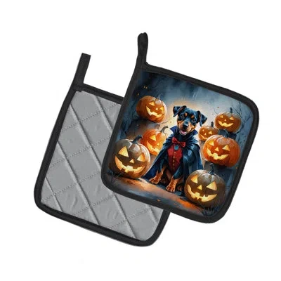 Caroline's Treasures Doberman Pinscher Puppy Halloween Pair Of Pot Holders In Multicolor