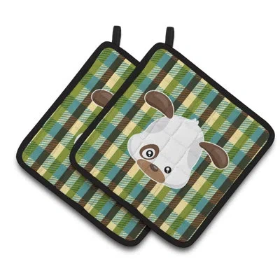 Caroline's Treasures Dog Face Potholder In Black;brown;green